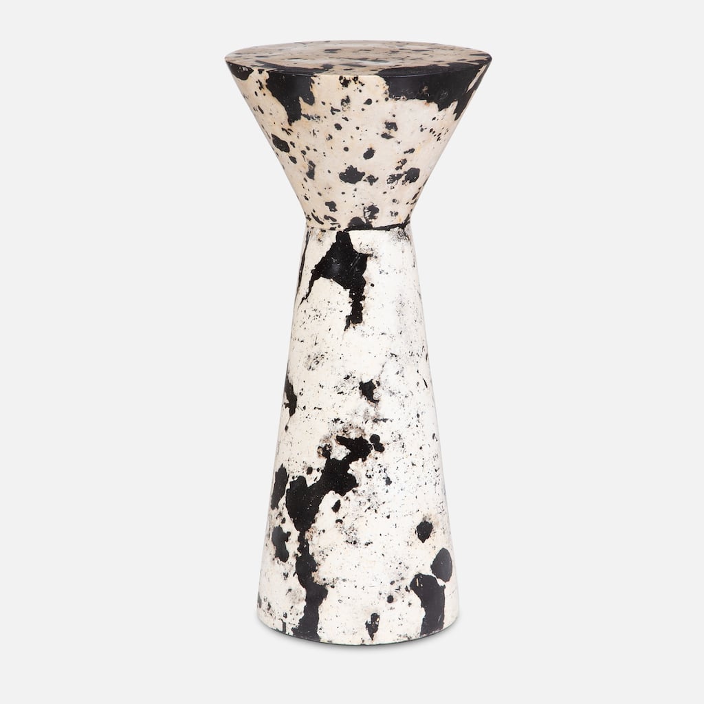 Hourglass Stone End Drink Table - 22" - White and Black