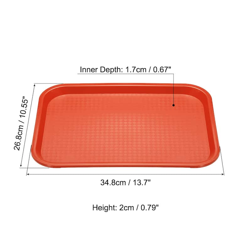 Fast Food Tray, PP Plastic Multi-Purpose Rectangle - 14x11" - Orange