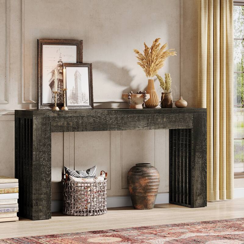 Wooden Console Sofa Table, Behind-the-Couch Accent Entryway Table for Entrance Hallway Living Room
