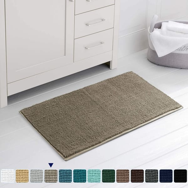 slide 2 of 12, Subrtex Chenille Soft Rugs Super Water Absorbing Shower Mats 20x32 - Taupe Brown