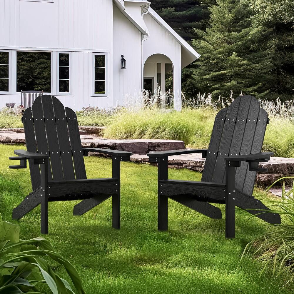 Plastic Poly Weather Resistant Outdoor Patio Adirondack Chair 2-Pack - 35"D x 30"W x 36.2"H