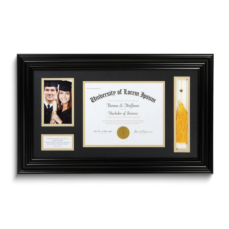 Curata Graduation 4x6 Photo Diploma and Tassel Black Frame with Verse