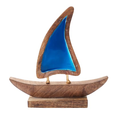 Blue Sailboat Figurine