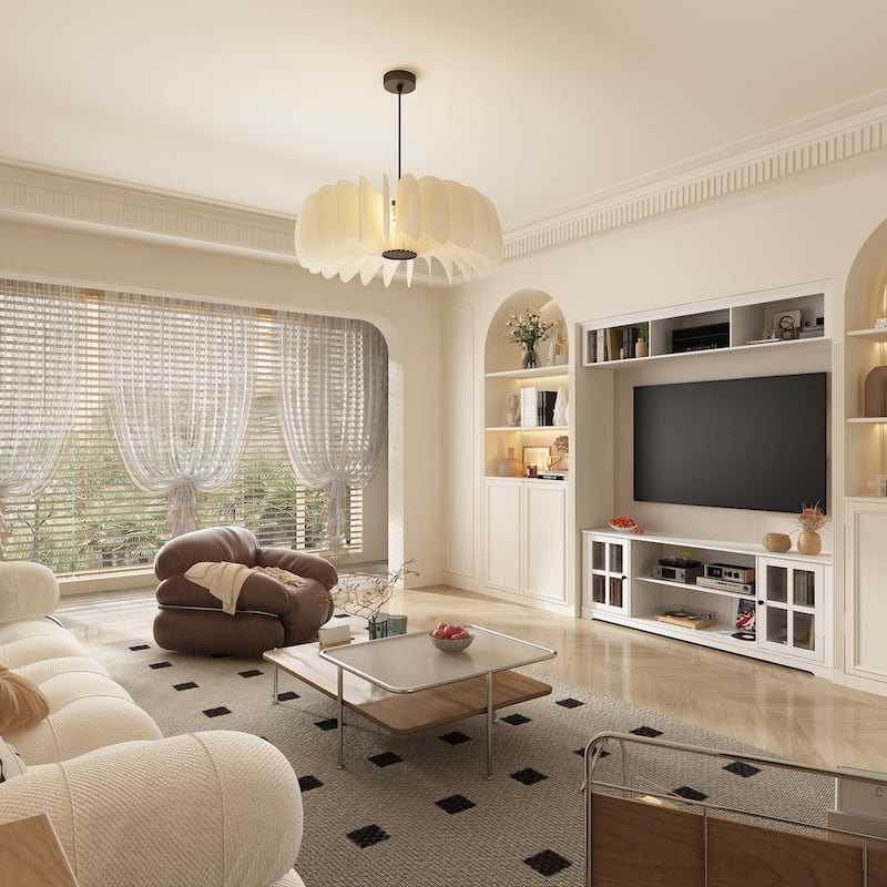 Large Modern Wood Entrainment Centers in White TV Stand Wall Cabinet