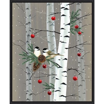 Birch Birds II by Grace Popp (16 x 20 in.), Framed Canvas Wall Art Print - Sylvie Black