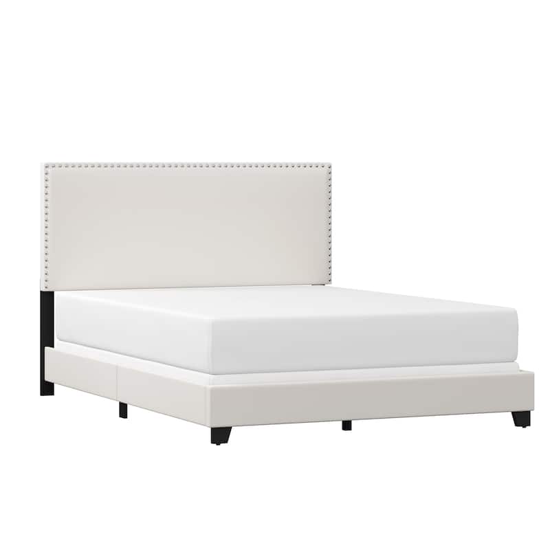 Gayle Nailhead Trim Faux Leather Upholstered Bed, by Hillsdale