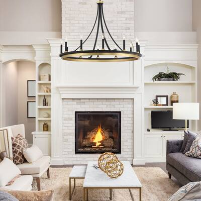 Acroma 12-light 40In Modern Farmhouse Large Wagon Wheel Chandelier