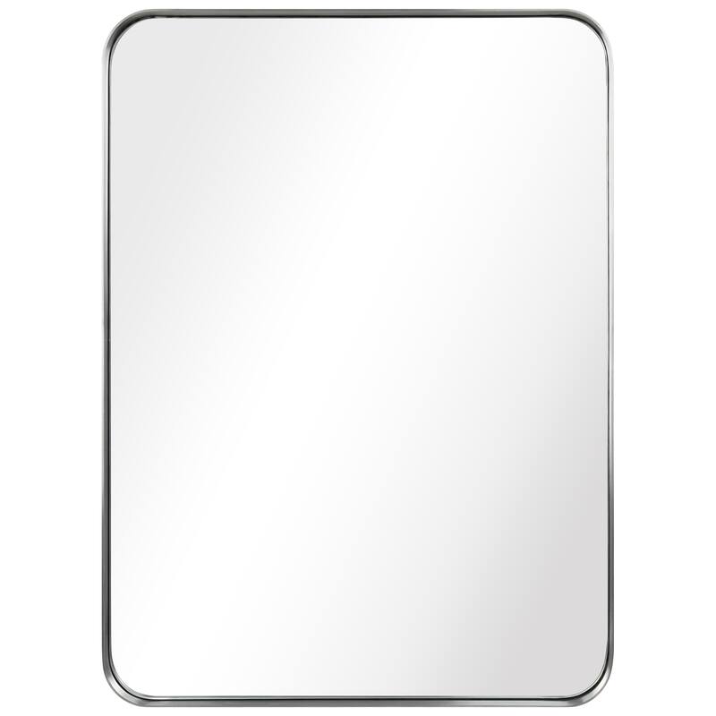 Ultra Stainless Steel Rectangular Wall Mirror - 22" x 30" - Brushed Silver