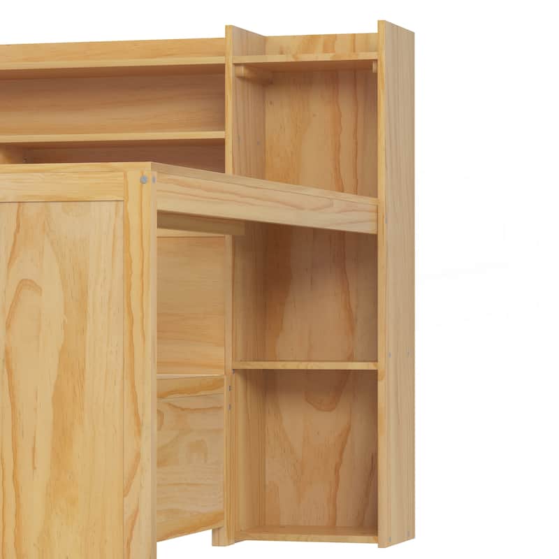 Wooden Twin Size Daybed with Storage Shelves