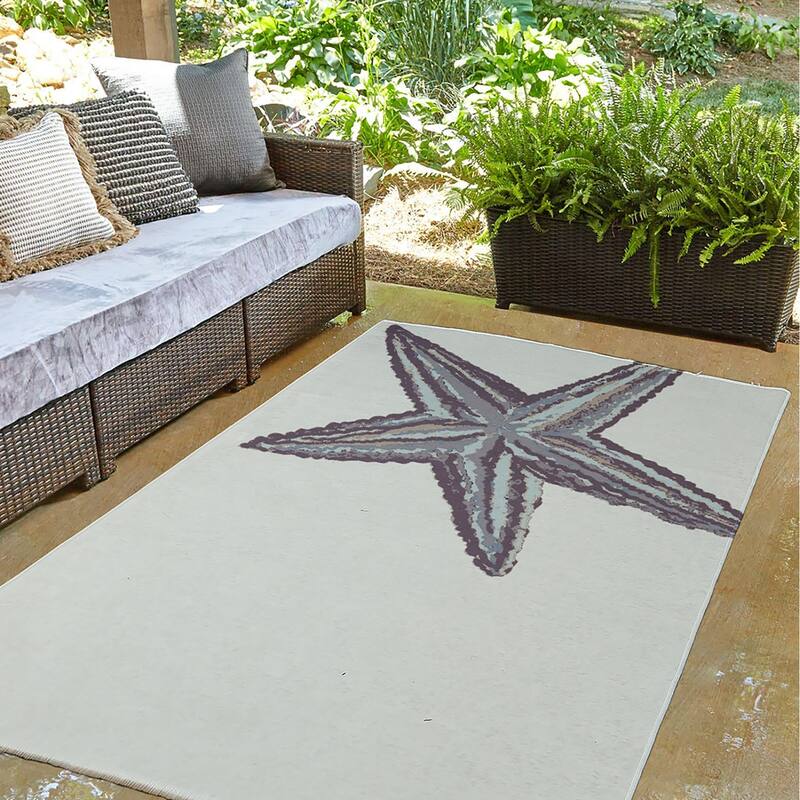 Large Starfish Nautical Indoor/Outdoor Rug