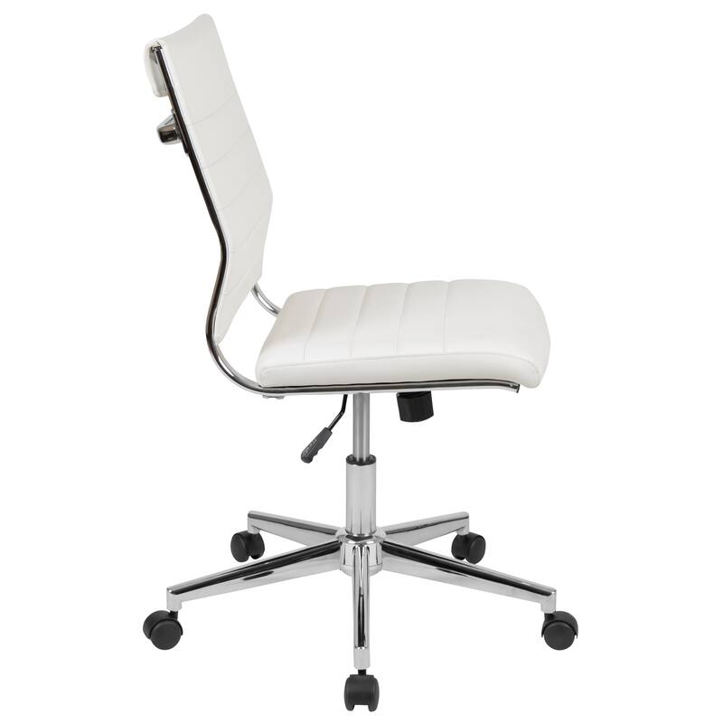 Mid-Back Armless LeatherSoft Contemporary Ribbed Executive Swivel Office Chair