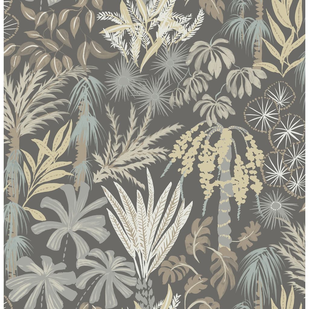 A-Street Prints Everglades Grey Botanical Wallpaper