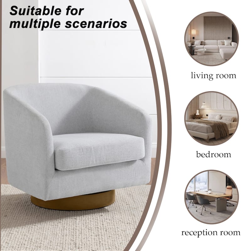 Faux Leather Wide Seat Swivel Barrel Chair