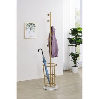Lodi Metal Hat and Coat Stand with Marble Base and Hooks - 13"W x 13"D x 66.5"H