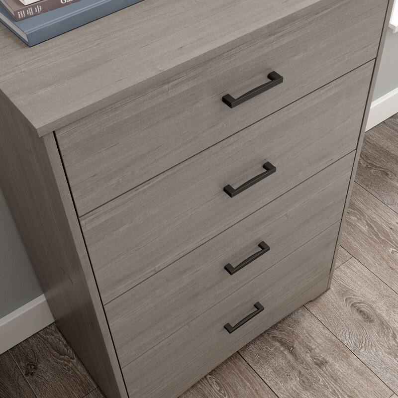 Wood 4-Drawer Chest with Large Drawers, Brown