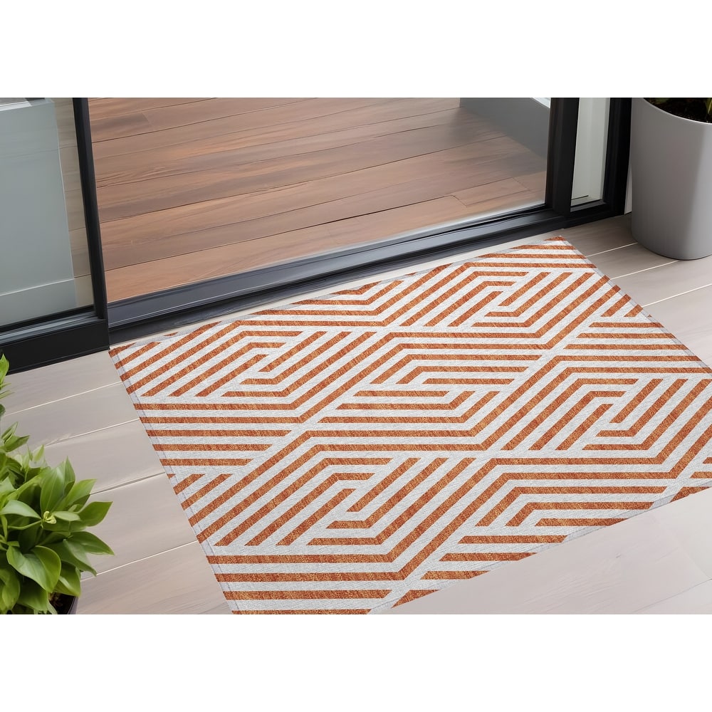Mave Abstract Shapes Weather Resistant Classic Meets Modern Outdoor Rug