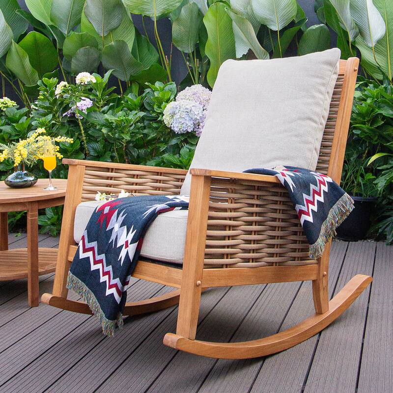 Cambridge Casual Camden Teak Outdoor Rocking Chair with Cushion