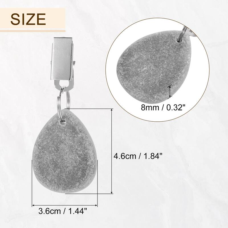 12PCS Marble Water-Drop Shape Tablecloth Weights with Metal Clip - Grey