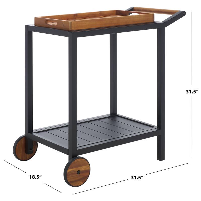 SAFAVIEH Couture Outdoor Patio Furniture Tonga Aluminum Bar Cart - 32"W x 19"D x 32"H