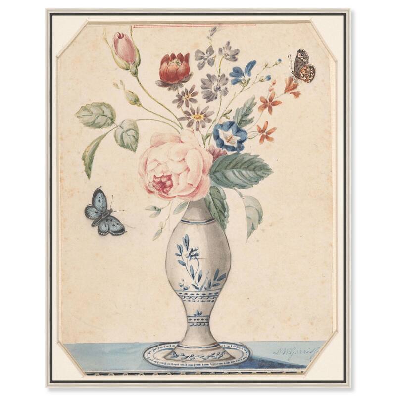 Vase with flowers 1850 Canvas by Art Remedy - Silver - 20" x 24"