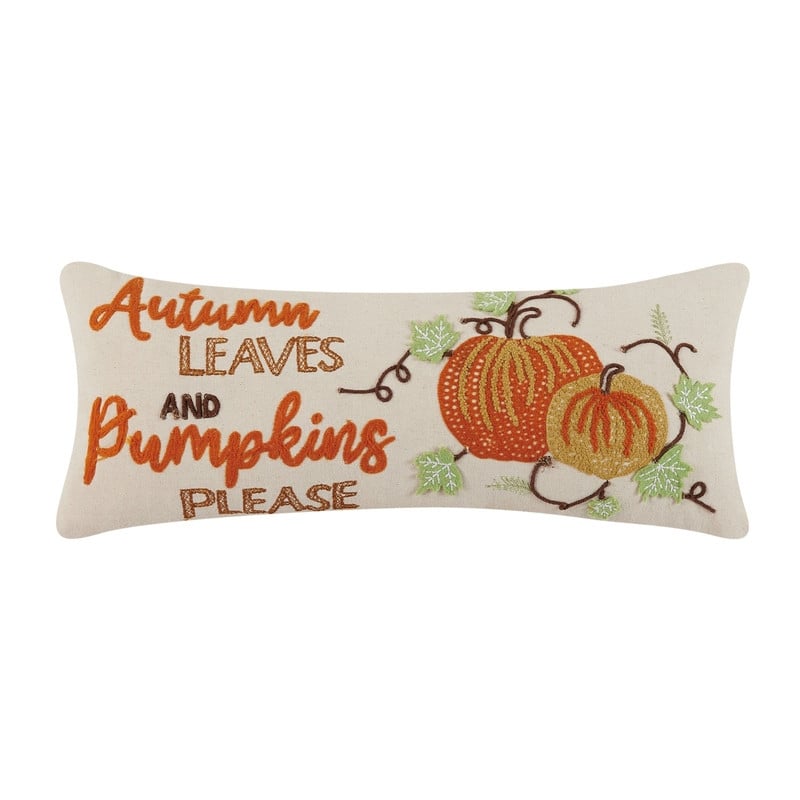 Autumn Leaves Embroidered Accent Pillow