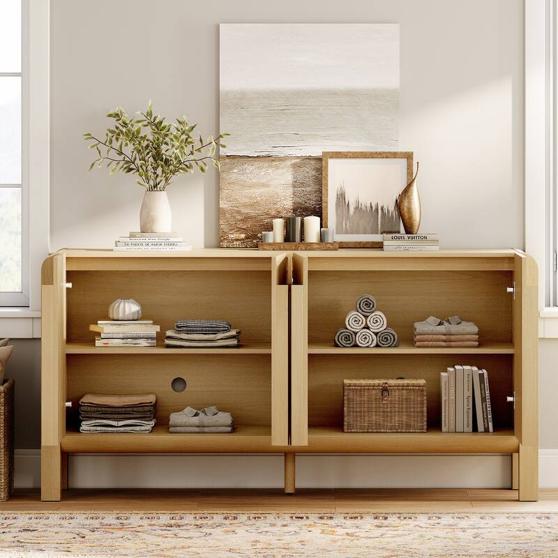 WAMPAT Modern TV Stand For Tvs Up To 120 Inch, 3 In 1 Entertainment Center With Adjustable Shelves And 6 Drawers