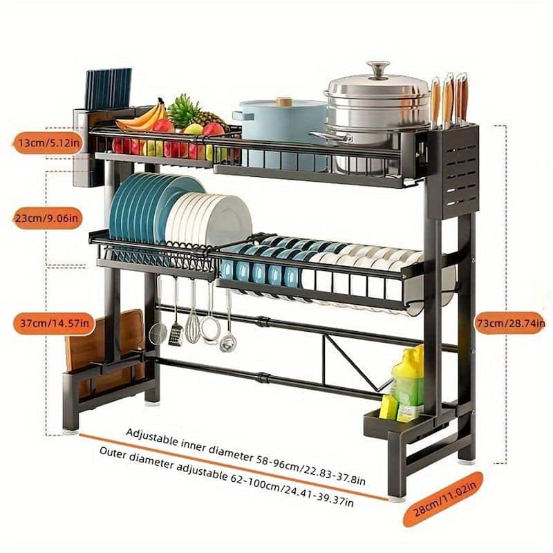 Retractable Dish Drain Rack - double layer