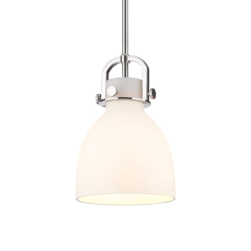 Innovations Lighting 410-1SS-12-8 Newton Bell Pendant Newton Bell 8" - Polished Nickel / Matte White