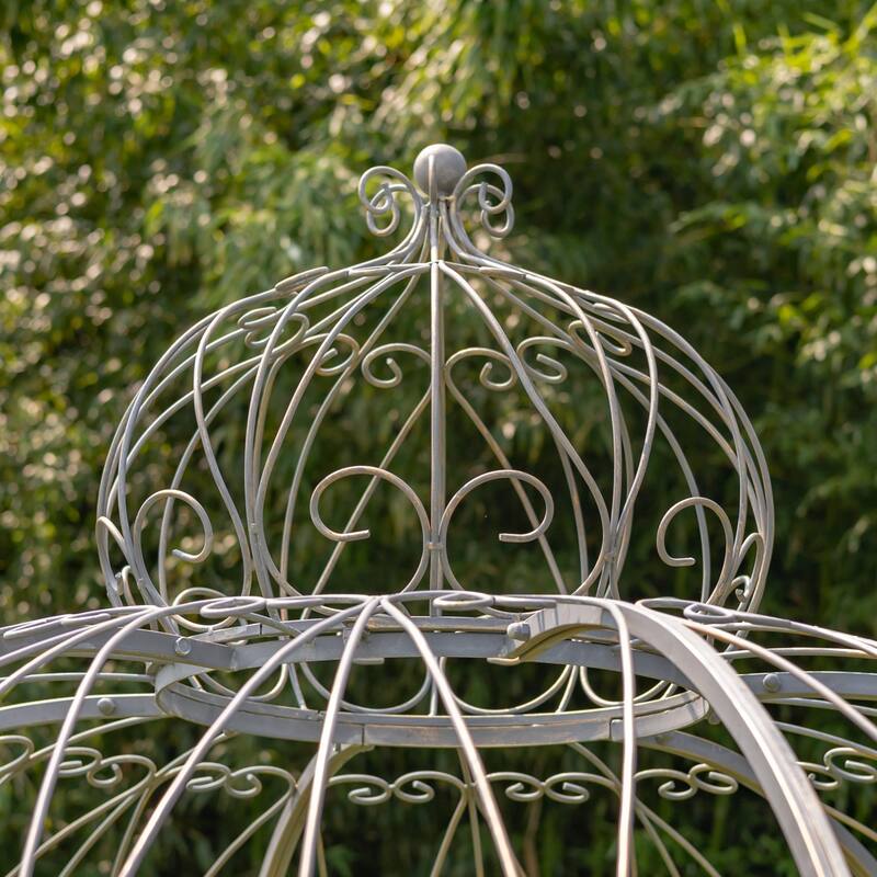 Round Iron Garden Gazebo with 3 Side Walls
