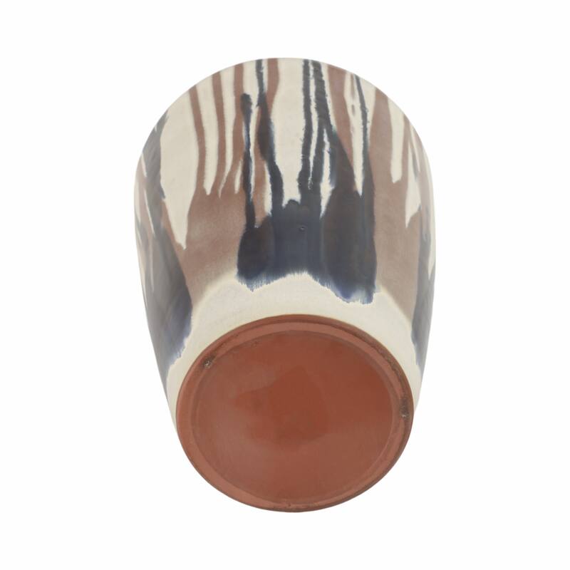 Terracotta Vase Abstract Pattern Design Handcrafted Look Glaze Decor