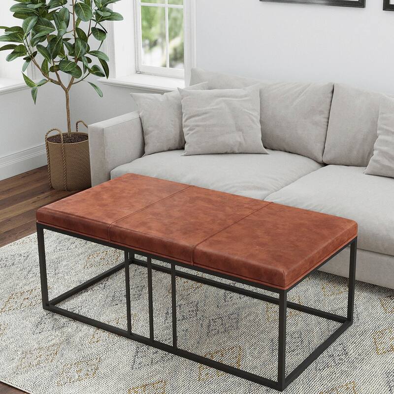 Riley Indoor Brown Faux Leather MultiFunction Entry Bench Table Bed Bath & Beyond 34239820