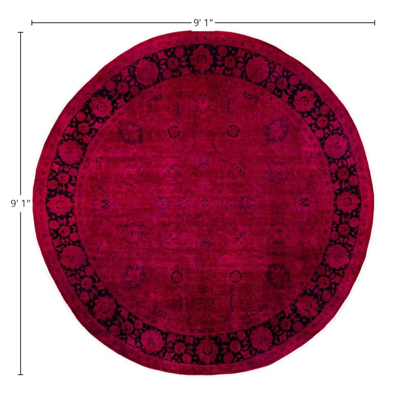 Overdyed One-of-a-Kind Hand-Knotted Area Rug - Pink - 9' 1" x 9' 1"