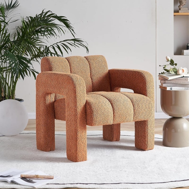 31.10" Wide Boucle Upholstered Accent Chair, Modern Comfy Single Lounge Armchair for Living Room, Bedroom, Apartment