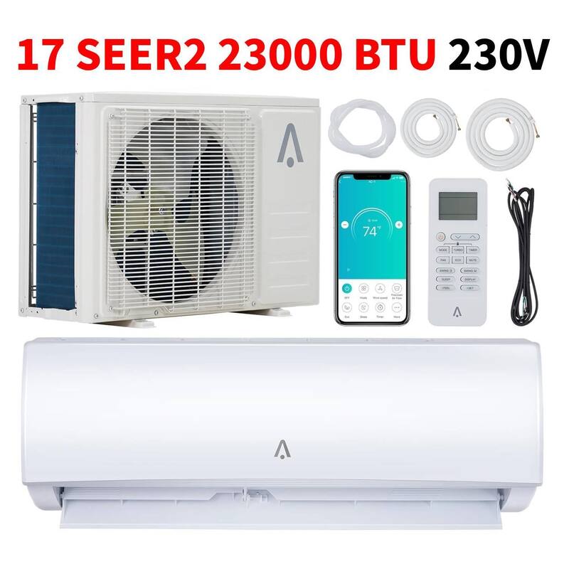 230V 17 SEER2 23000 BTU Wifi Enabled Mini Split Air Conditioner, AC Unit & Heater for 1300 Sq.Ft. - N/A - White