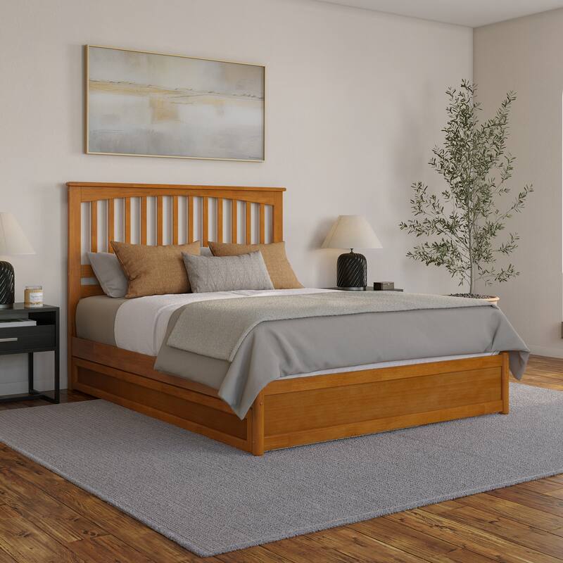 Everett Platform Bed with Panel Footboard and Twin XL Trundle
