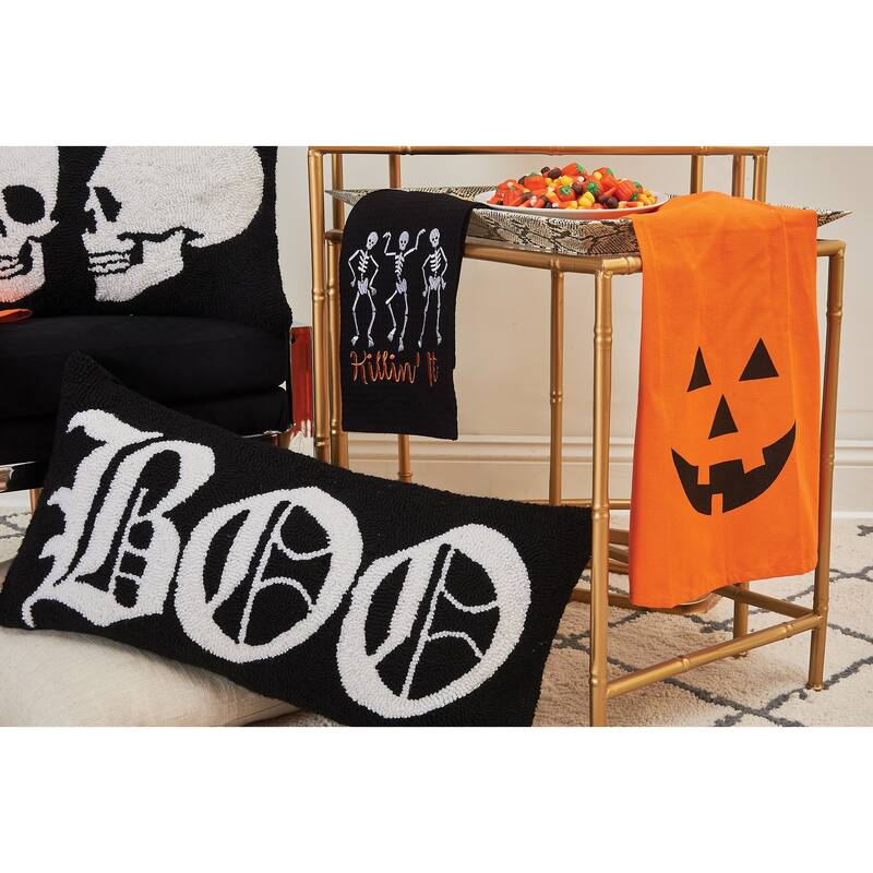 Killin' It Skeleton Halloween Waffle Weave Cotton Kitchen Towel