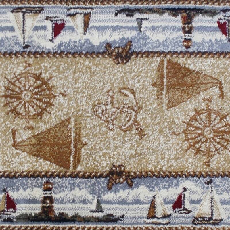 Nautical Themed Multipurpose Olefin Area Rug for Indoor Use