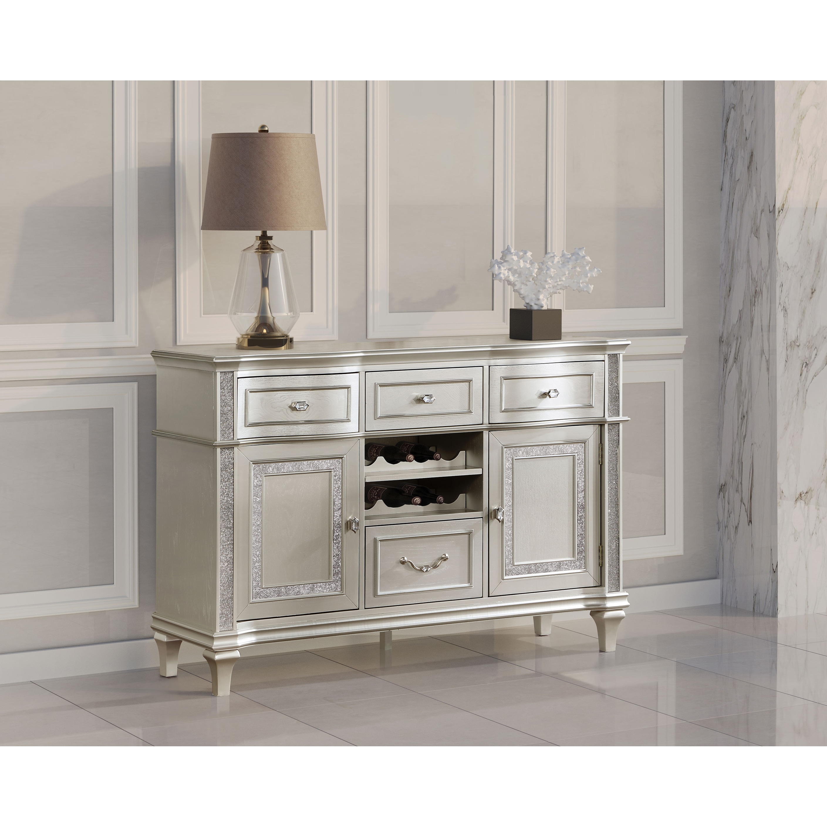 Silver shop buffet table