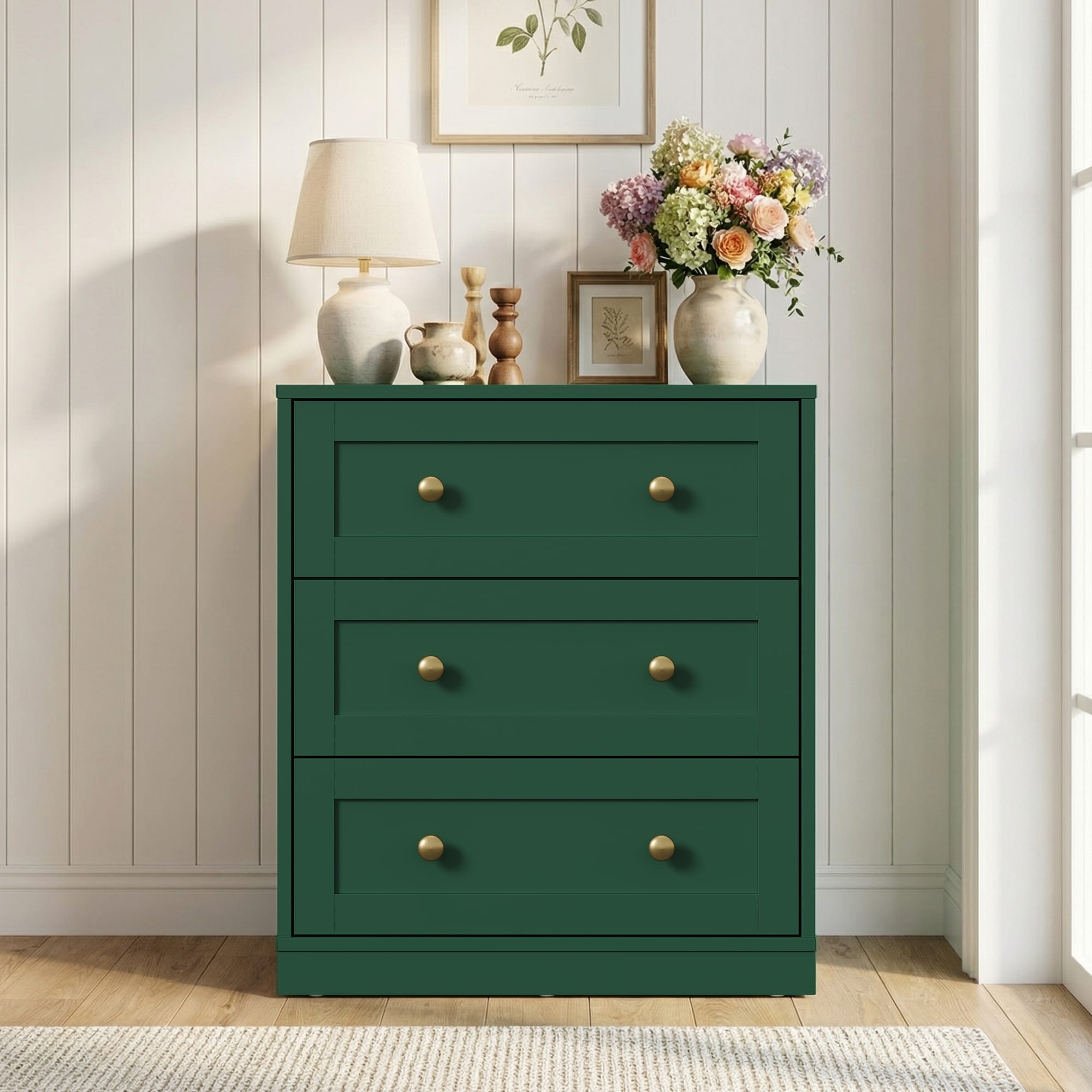 Modern Night Stand with 3 Drawers