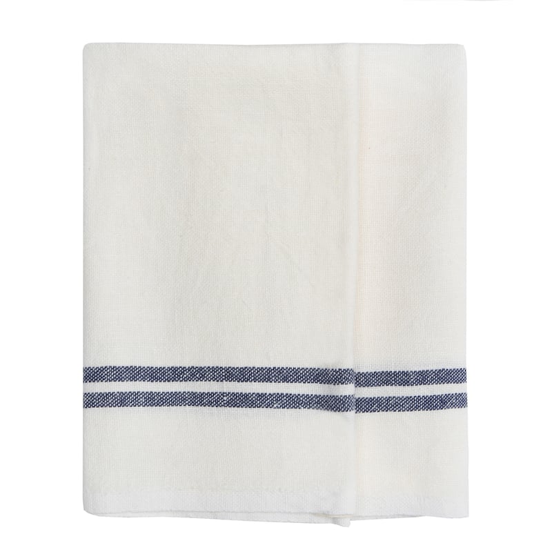 Caravan Vintage Linen Towels - Set of 2 - Ivory/Navy