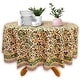 Block Print Tablecloth Round, Floral Paisley Love Gold - Paisley Love