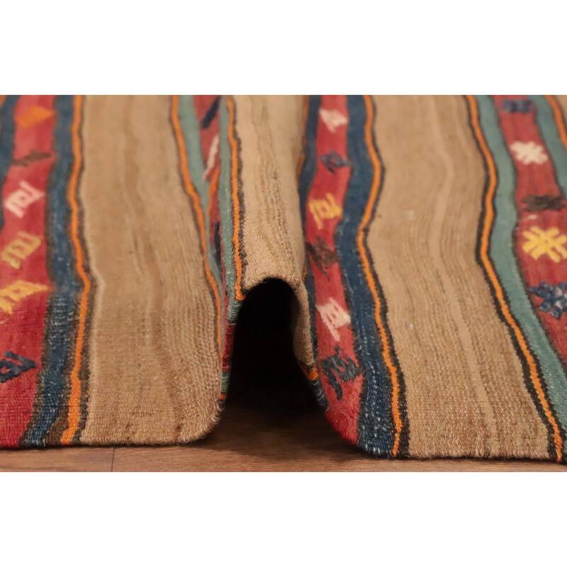 Hand Woven Oriental 100% Wool Carpet Southwestern Tribal Multi-Colored Kilim Area Rug - 7' 8'' X 4' 5''