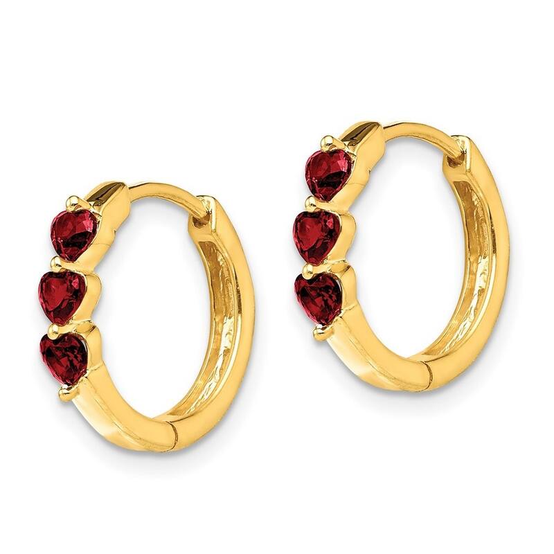 Curata 14k Yellow Gold Created Ruby Polished Hoop Earrings 15x2mm