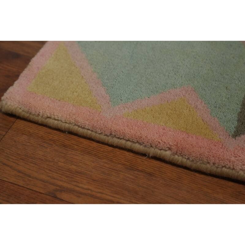 Hand-knotted Tribal Wool Yellow Geometric Oriental Area Rug - 8' 10'' X 5' 10''