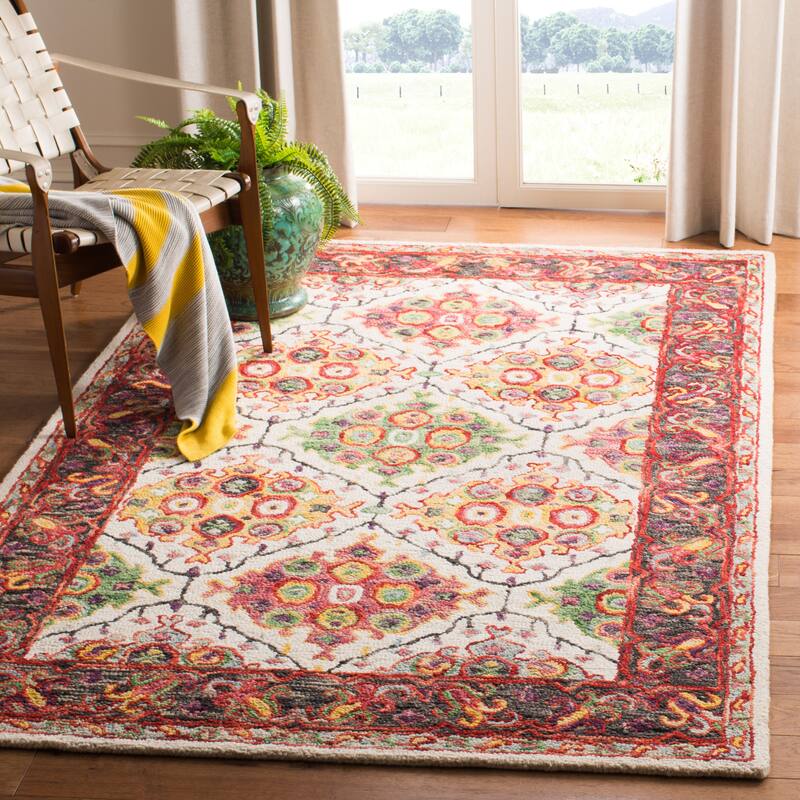 SAFAVIEH Handmade Trace Summer Oriental Wool Rug - 8' x 10' - Ivory/Red