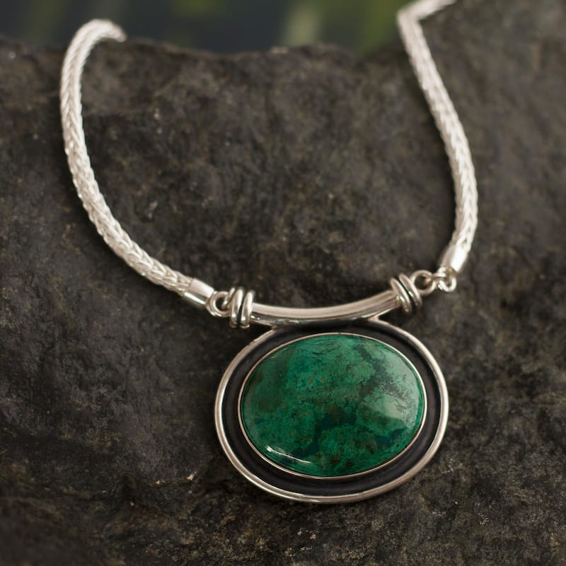 Novica Handmade Mystical Medallion Chrysocolla Choker