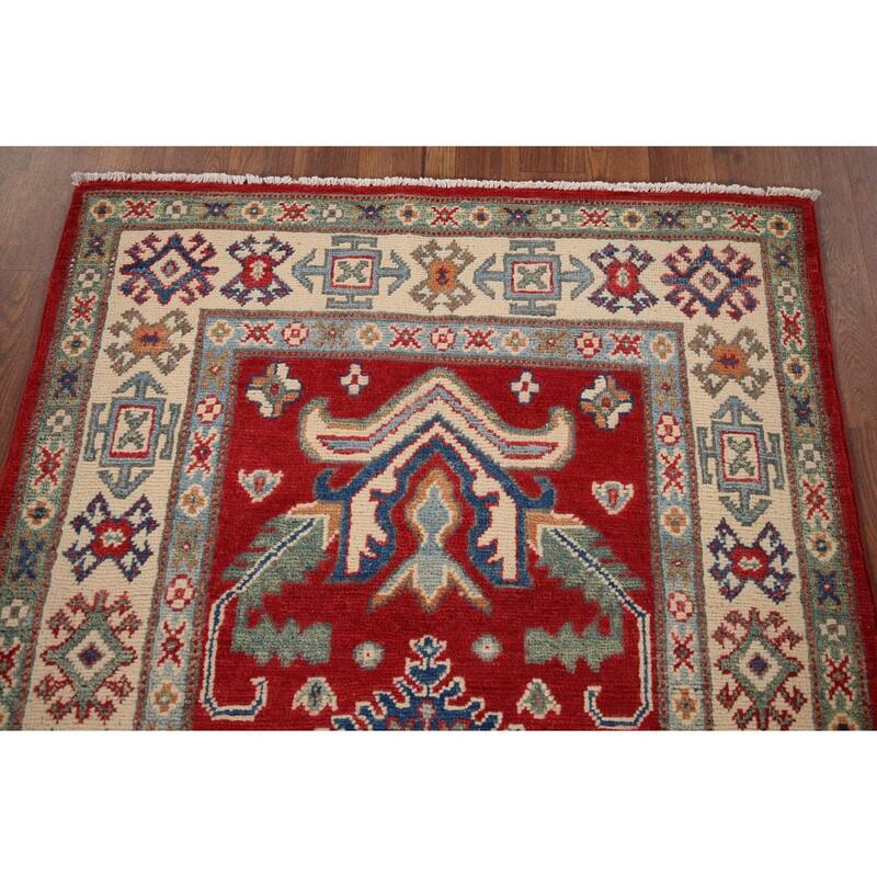 Oriental Red Kazak Accent Rug Hand-Knotted Wool Carpet - 3'0" x 5'1"