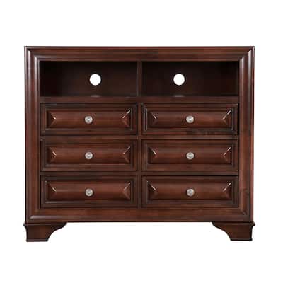 6-Drawer Wooden TV Media Chest - 42" - Dark Brown