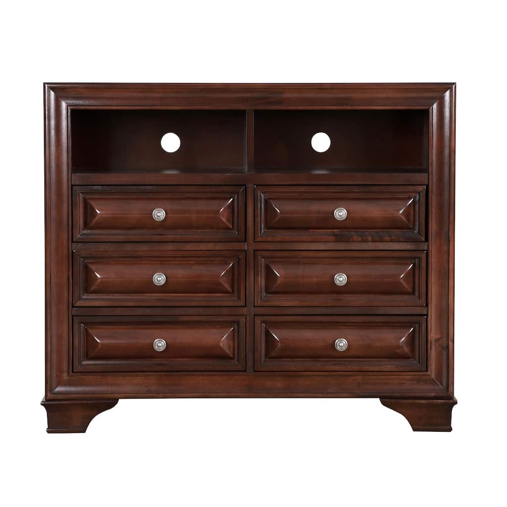 6-Drawer Wooden TV Media Chest - 42" - Dark Brown