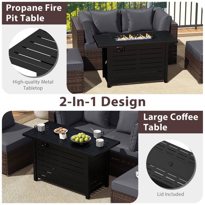 Costway 5 PCS Patio Furniture Set Heavy-duty Frame Rattan Sofa Set - See Details